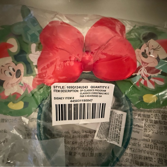 Disney Mickey and Minnie Festive Headband with Red Bow - Picture 3 of 4